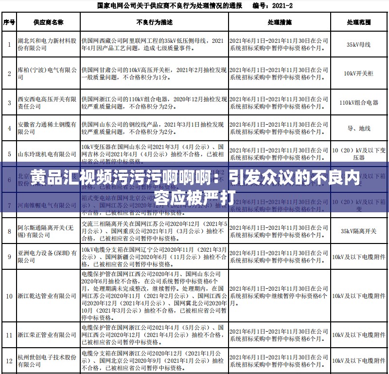 黄品汇视频污污污啊啊啊：引发众议的不良内容应被严打