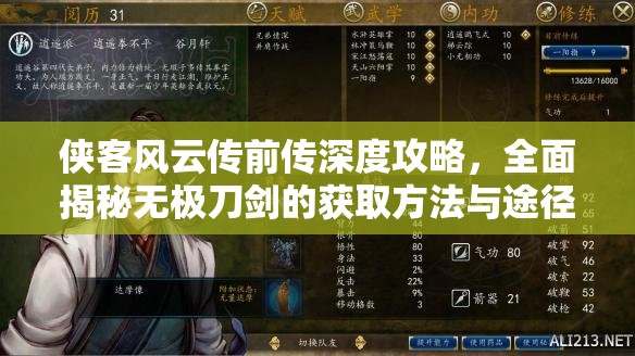 侠客风云传前传深度攻略，全面揭秘无极刀剑的获取方法与途径