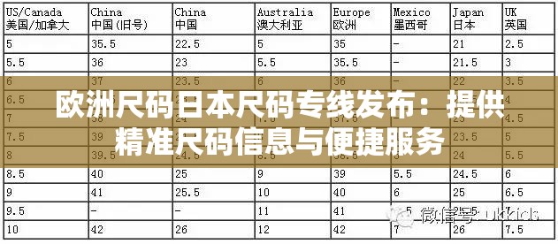 欧洲尺码日本尺码专线发布：提供精准尺码信息与便捷服务